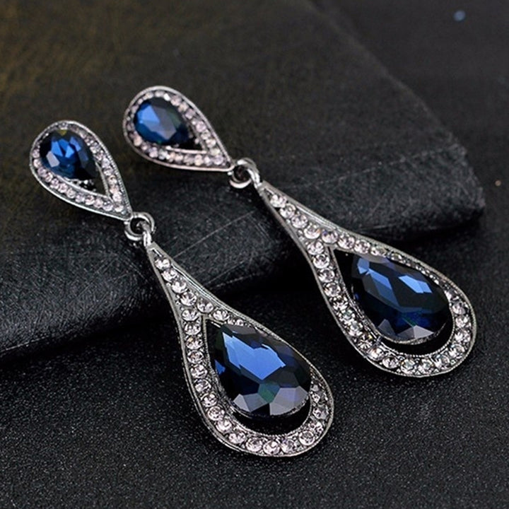 Fashion Women Waterdrop Faux Gemstone Rhinestone Pendant Stud Earrings Jewelry Image 8