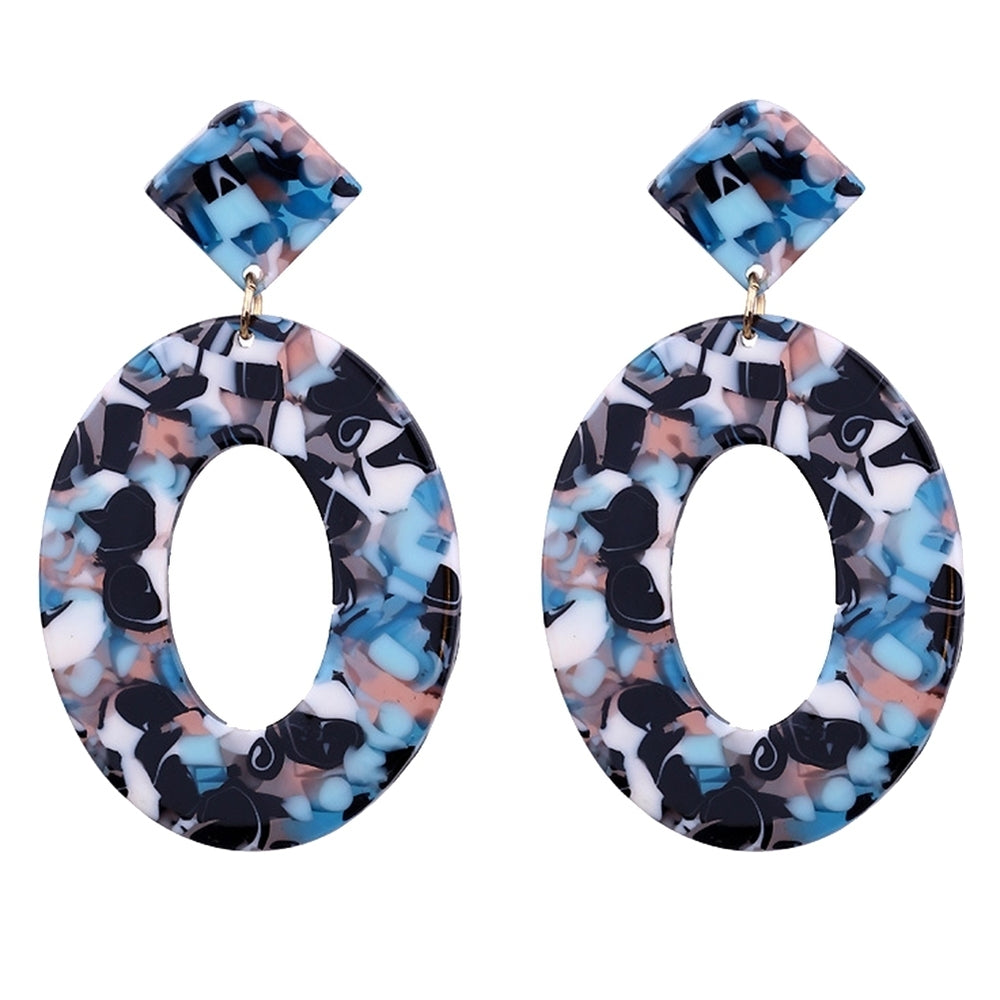 Fashion Women Hollow Circle Pendant Camouflage Drop Dangle Earrings Jewelry Image 2