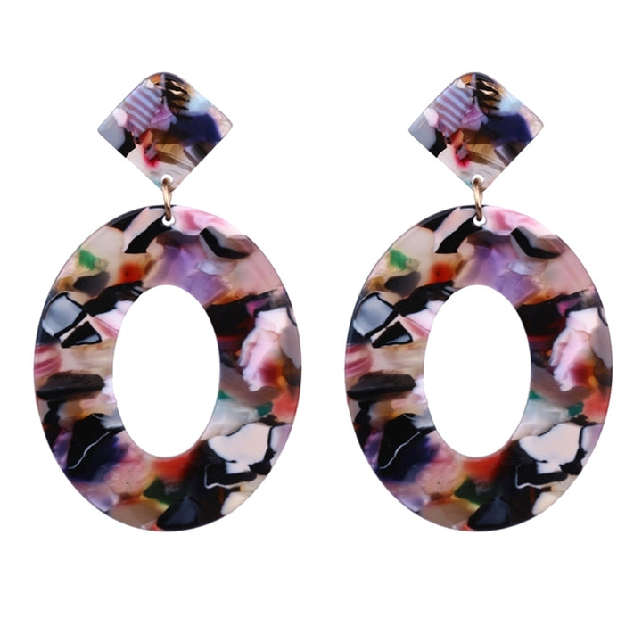 Fashion Women Hollow Circle Pendant Camouflage Drop Dangle Earrings Jewelry Image 3