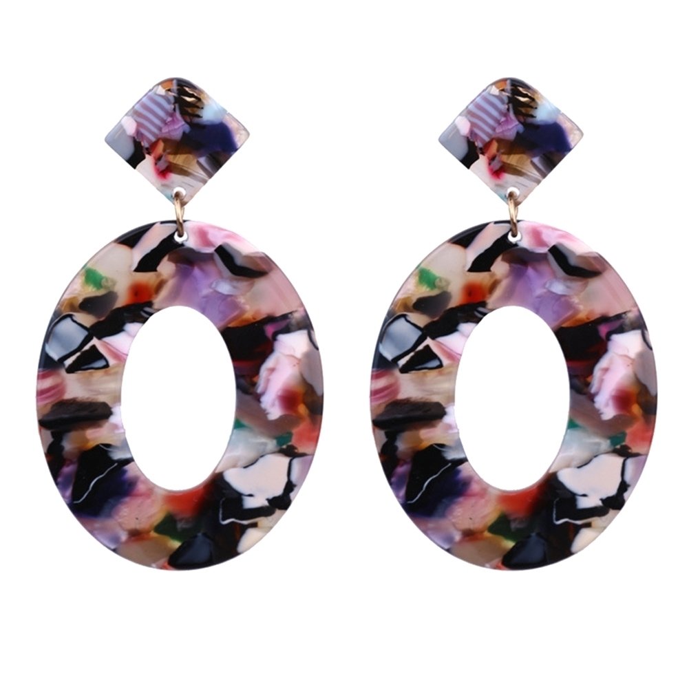 Fashion Women Hollow Circle Pendant Camouflage Drop Dangle Earrings Jewelry Image 1