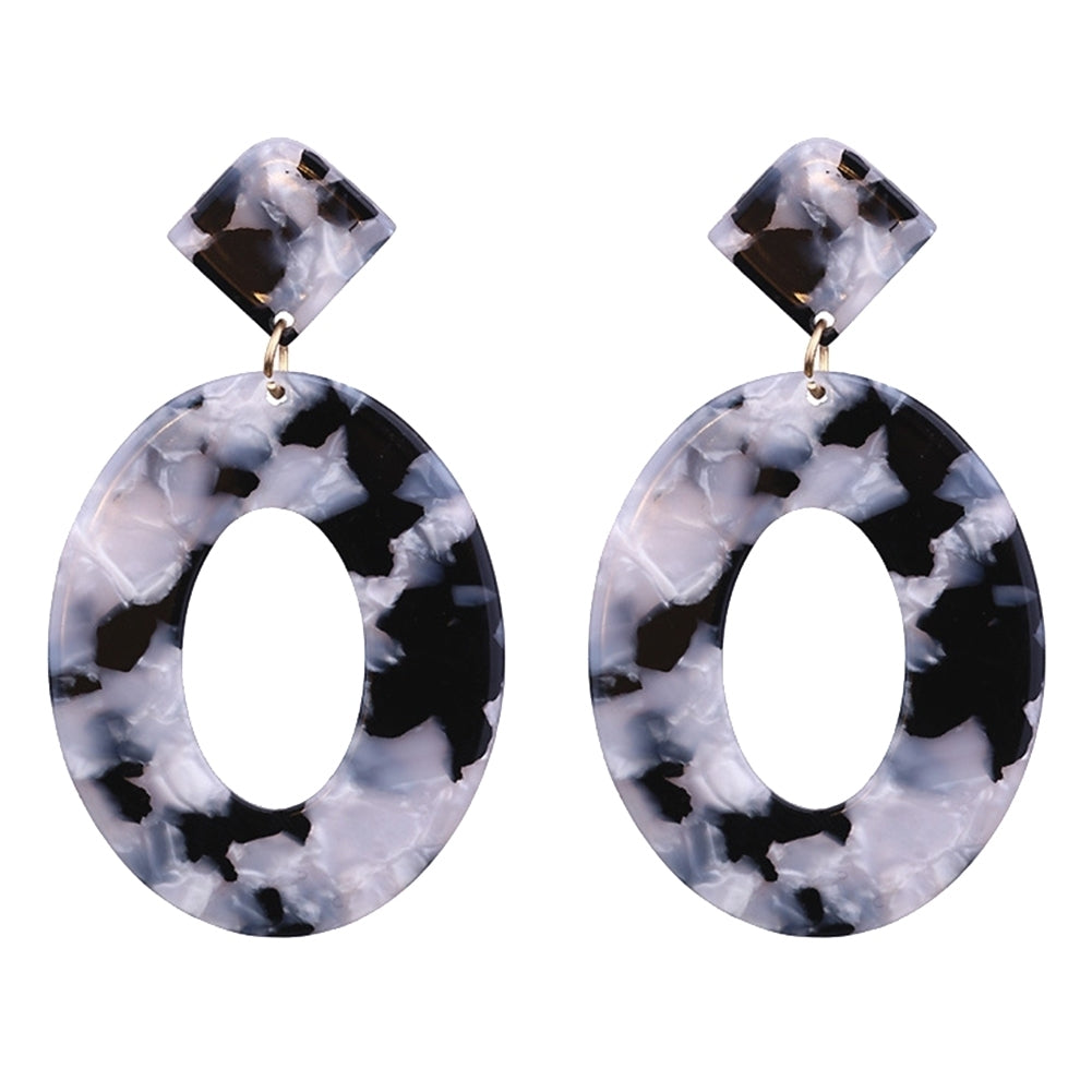 Fashion Women Hollow Circle Pendant Camouflage Drop Dangle Earrings Jewelry Image 4