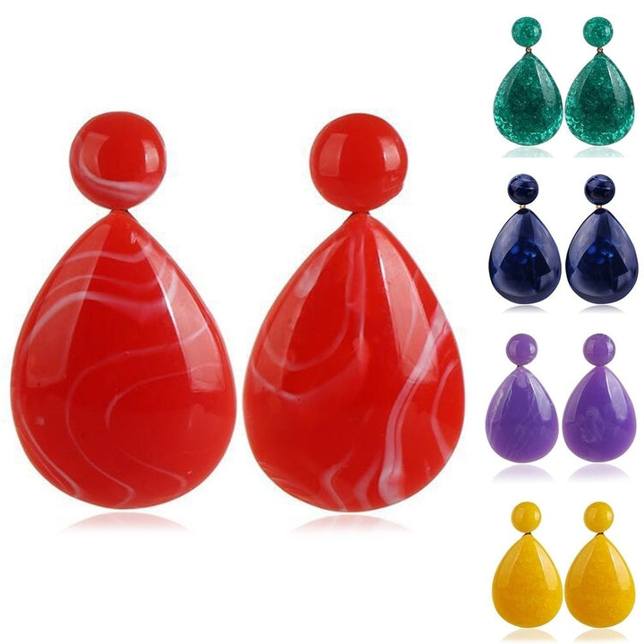 Fashion Simple Women Resin Water Drop Statement Dangle Stud Earrings Jewelry Image 1