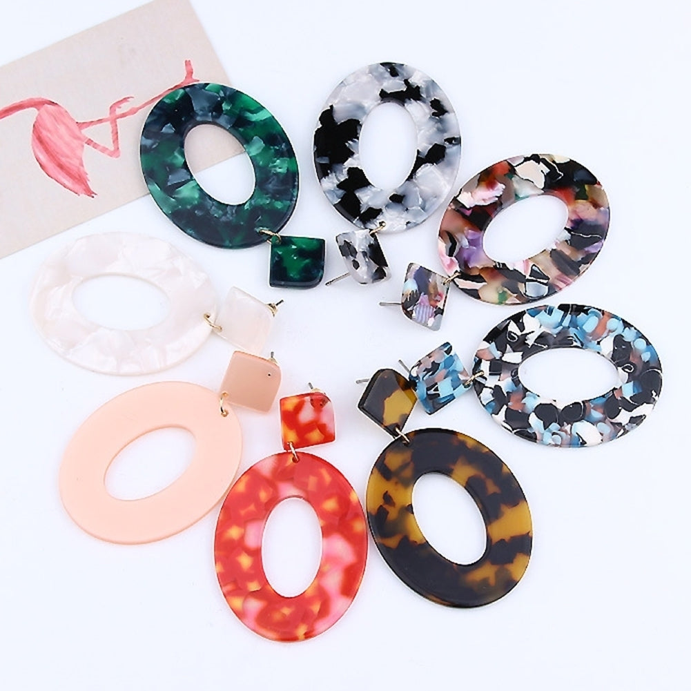 Fashion Women Hollow Circle Pendant Camouflage Drop Dangle Earrings Jewelry Image 9