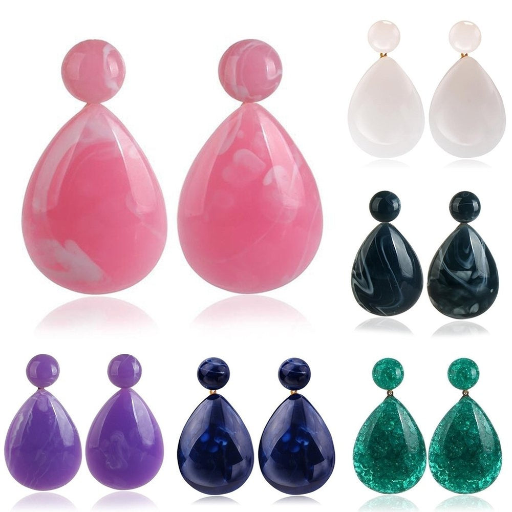 Fashion Simple Women Resin Water Drop Statement Dangle Stud Earrings Jewelry Image 2