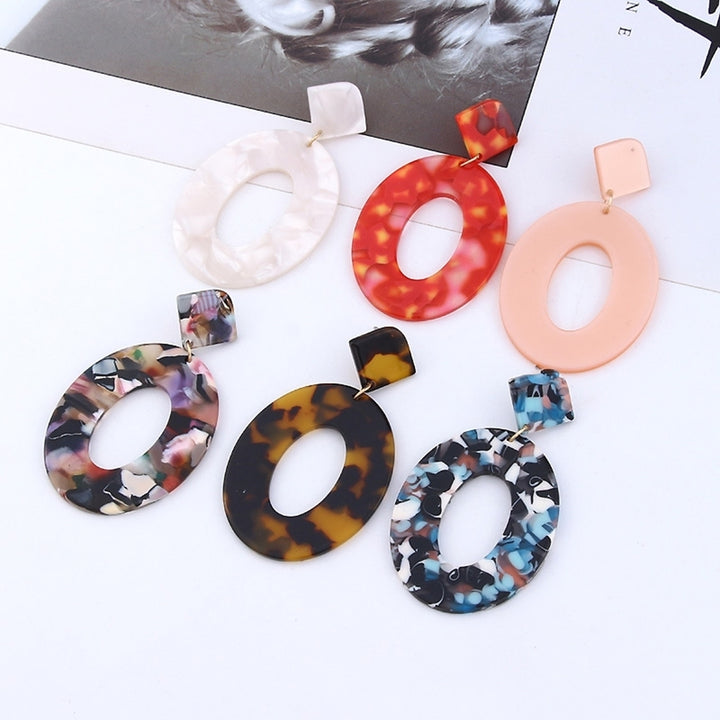 Fashion Women Hollow Circle Pendant Camouflage Drop Dangle Earrings Jewelry Image 10