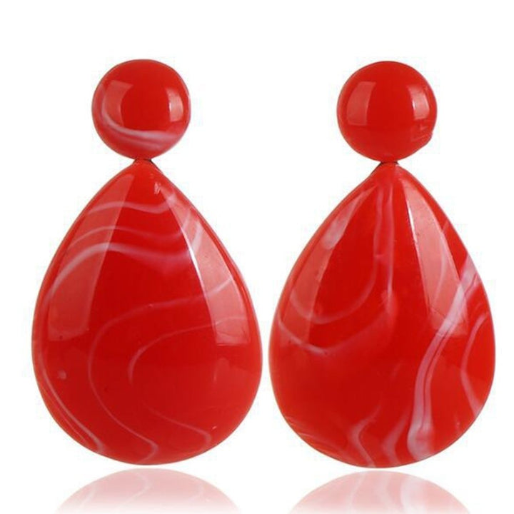 Fashion Simple Women Resin Water Drop Statement Dangle Stud Earrings Jewelry Image 3