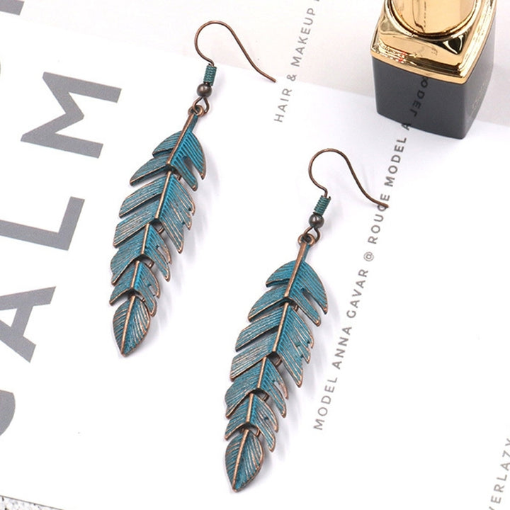 Bohemian Women Leaf Pendant Long Drop Dangle Hook Earrings Party Jewelry Gift Image 4