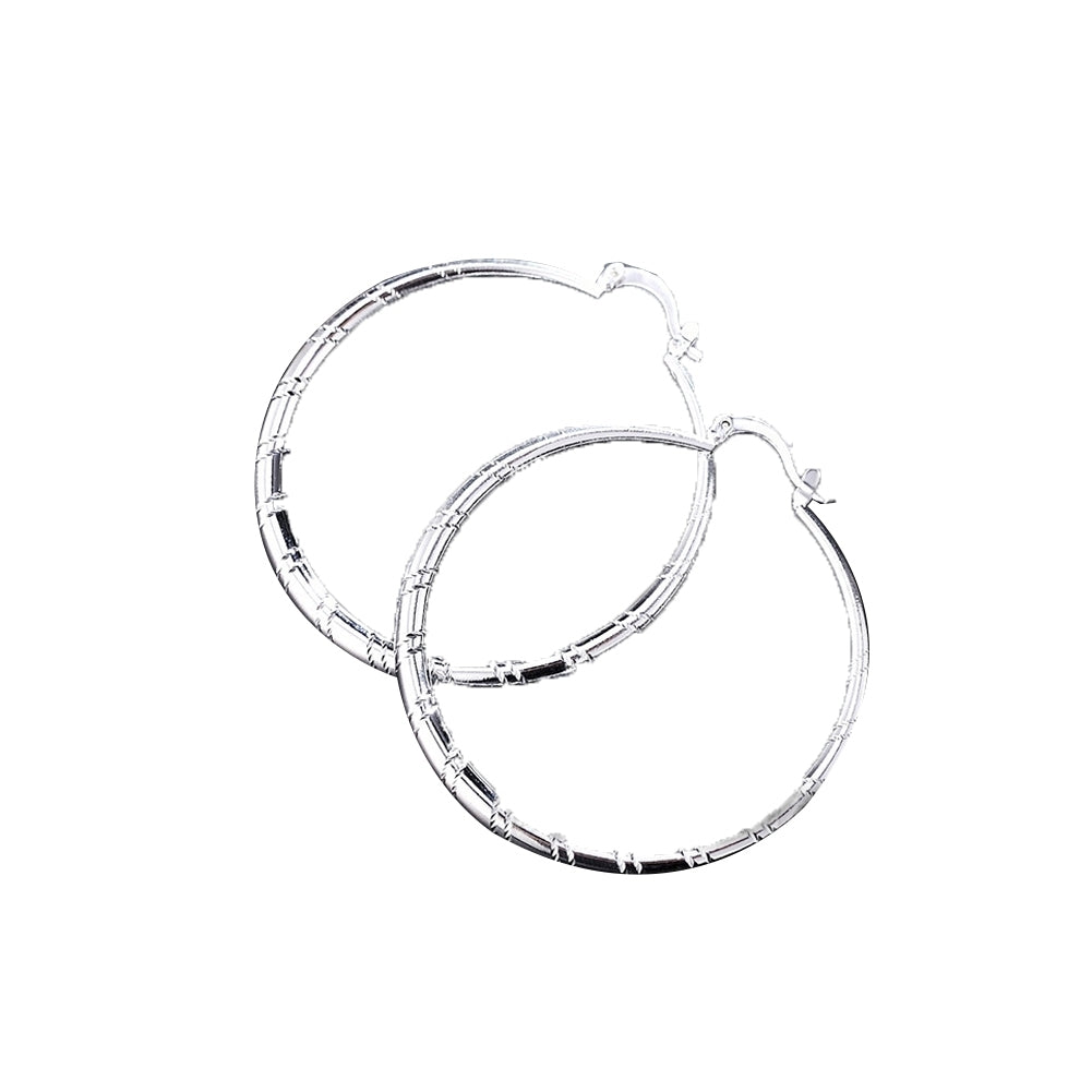 Fashion Women Line Pattern Plated Geometric Big Circle Hoop Earrings Jewelry Image 4