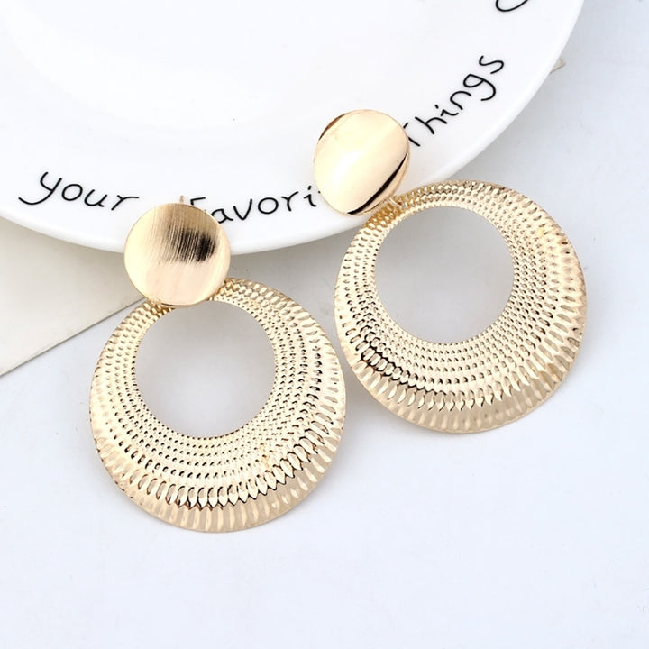 Fashion Women Big Round Circle Pendant Dangle Drop Earrings Statement Jewelry Image 3