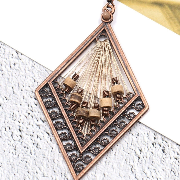 Bohemian Women Hollow Rhombus Pendant Thread Dangle Drop Hook Earrings Jewelry Image 7