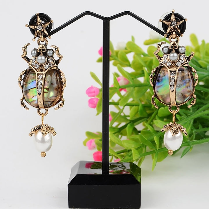 Fashion Women Ladybug Faux Pearl Rhinestone Dangle Stud Earrings Jewelry Gift Image 7