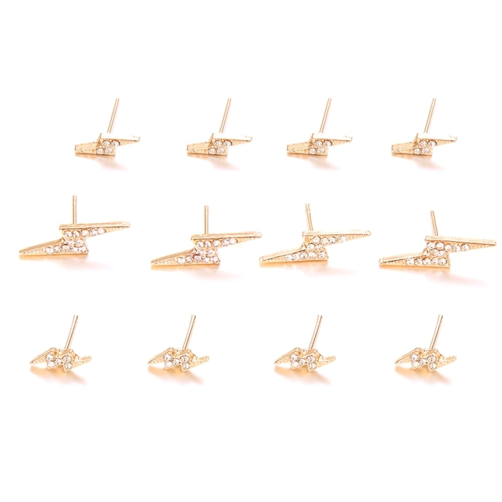 6Pairs Simple Women Big Small Lighting Rhinestone Stud Earrings Jewelry Image 4