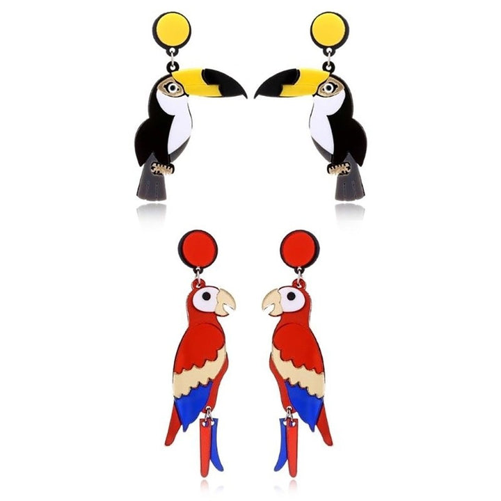 Fashion Women Multicolor Parrot Bird Pendant Drop Dangle Stud Earrings Jewelry Image 2