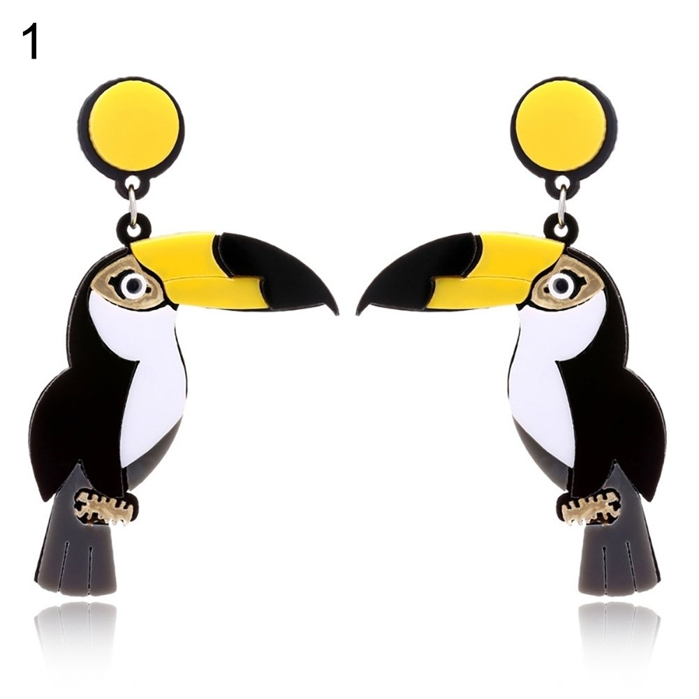 Fashion Women Multicolor Parrot Bird Pendant Drop Dangle Stud Earrings Jewelry Image 4