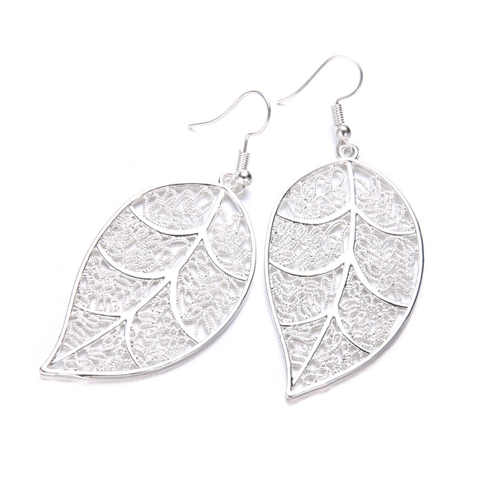 Fashion Women Hollow Carved Tree Leaf Pendant Dangle Drop Hook Earrings Jewelry Image 6