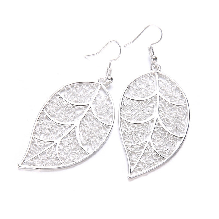 Fashion Women Hollow Carved Tree Leaf Pendant Dangle Drop Hook Earrings Jewelry Image 6