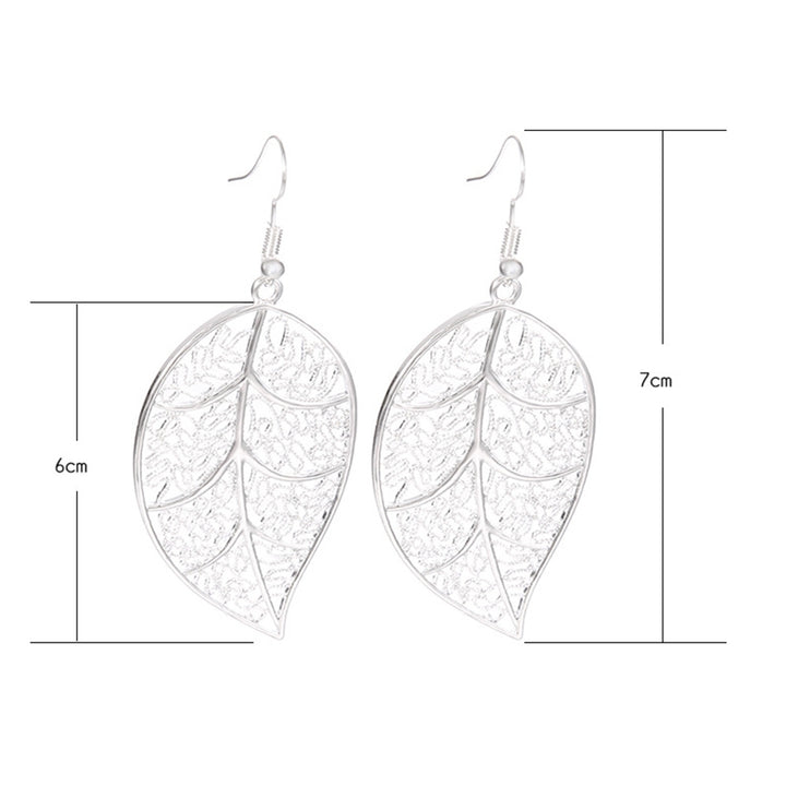 Fashion Women Hollow Carved Tree Leaf Pendant Dangle Drop Hook Earrings Jewelry Image 7