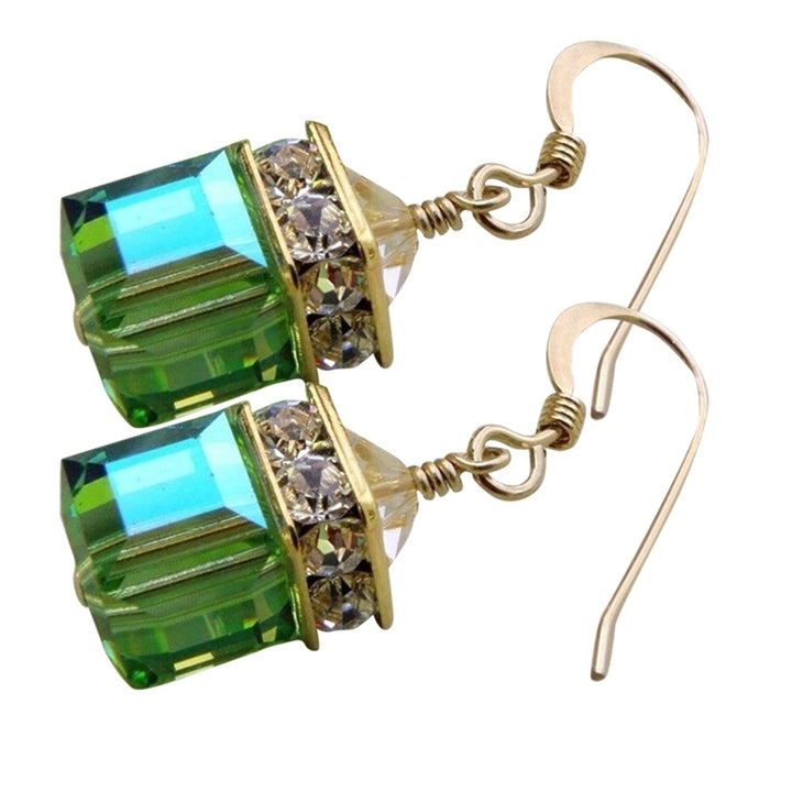 Fashion Womens Cubic Faux Gemstone Pendant Ear Hooks Party Earrings Jewelry Image 4