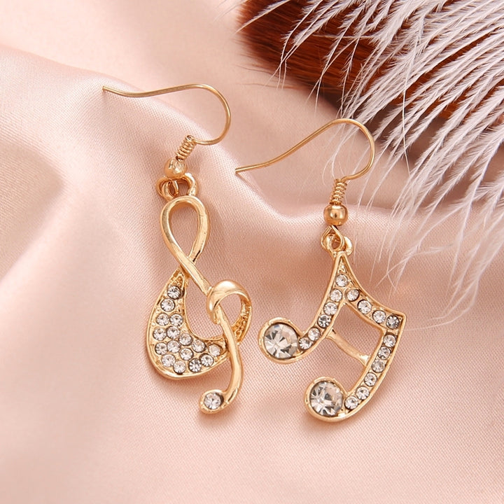 Fashion Women Music Note Treble Clef Rhinestone Dangle Hook Earring Jewelry Image 1