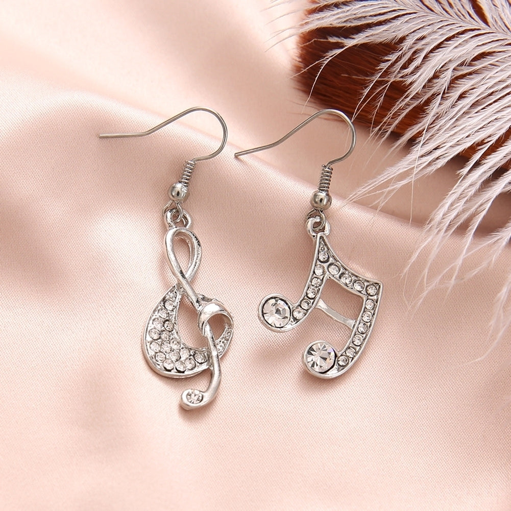 Fashion Women Music Note Treble Clef Rhinestone Dangle Hook Earring Jewelry Image 2