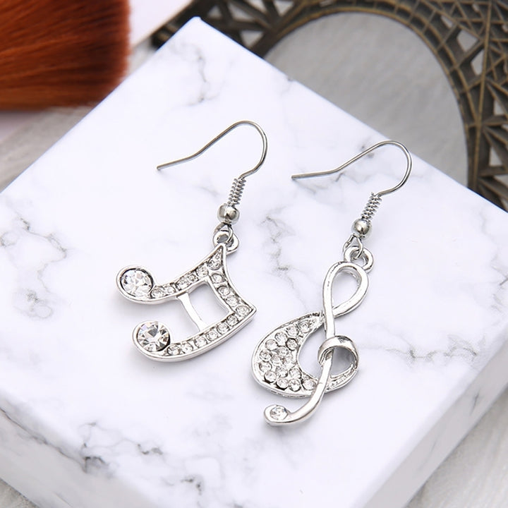 Fashion Women Music Note Treble Clef Rhinestone Dangle Hook Earring Jewelry Image 3