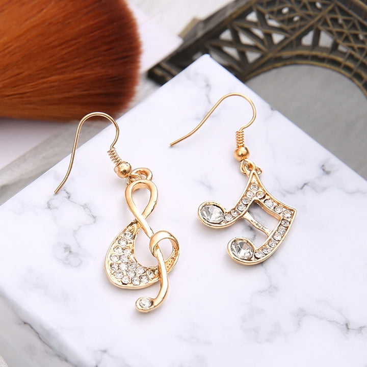 Fashion Women Music Note Treble Clef Rhinestone Dangle Hook Earring Jewelry Image 4