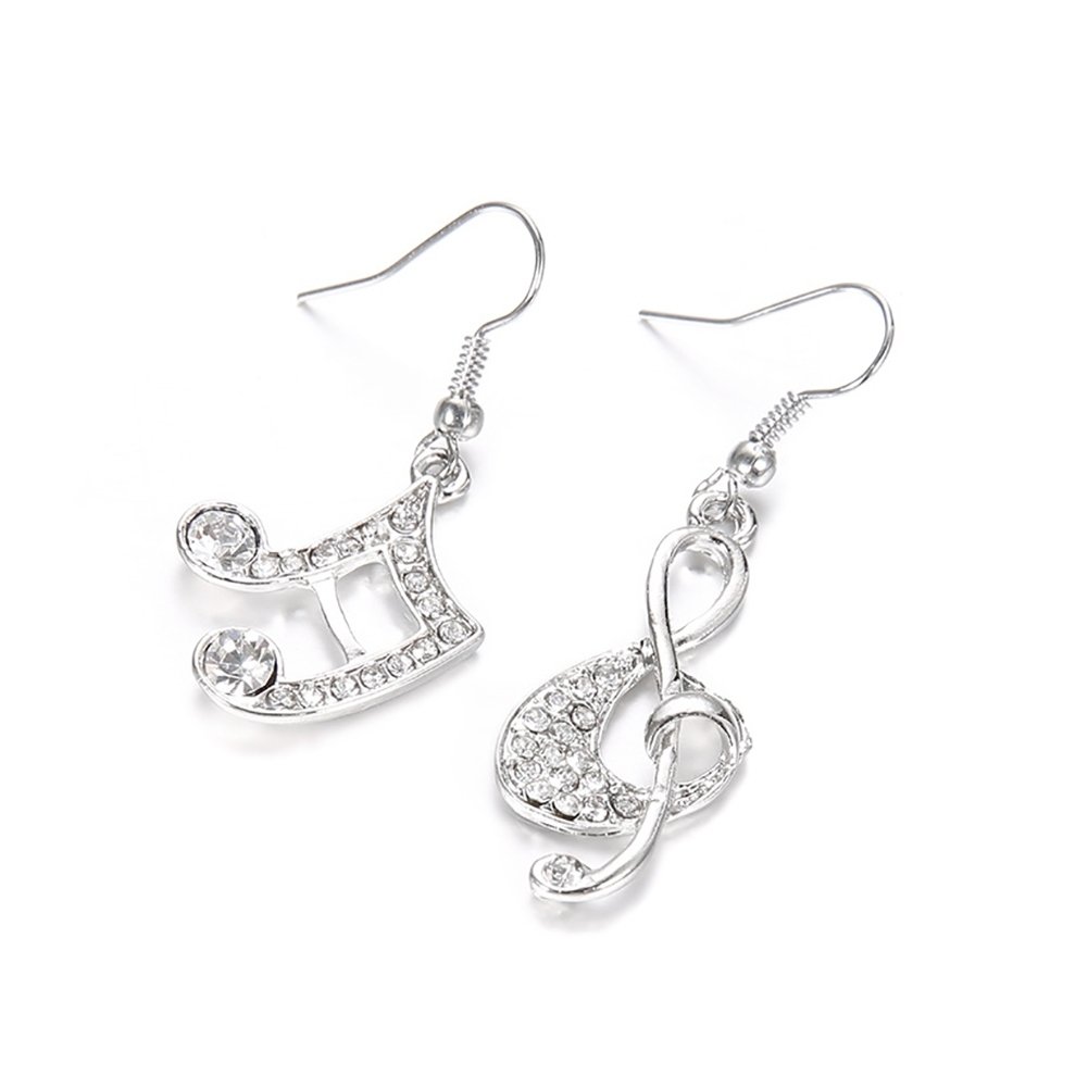 Fashion Women Music Note Treble Clef Rhinestone Dangle Hook Earring Jewelry Image 1