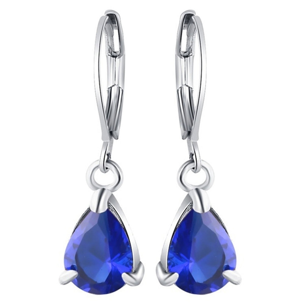 Fashion Women Cubic Zirconia Water Drop Pendant Dangle Huggie Earrings Jewelry Image 3