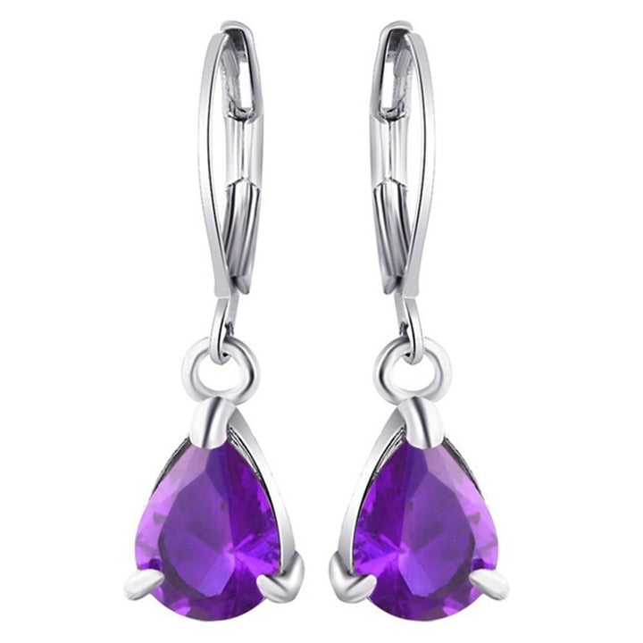 Fashion Women Cubic Zirconia Water Drop Pendant Dangle Huggie Earrings Jewelry Image 4