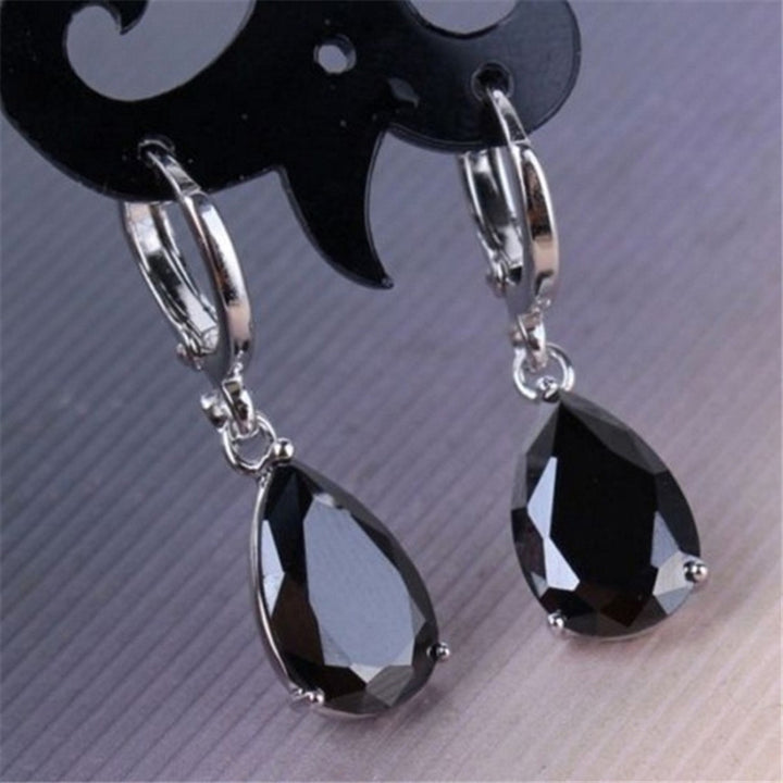 Fashion Women Cubic Zirconia Water Drop Pendant Dangle Huggie Earrings Jewelry Image 7