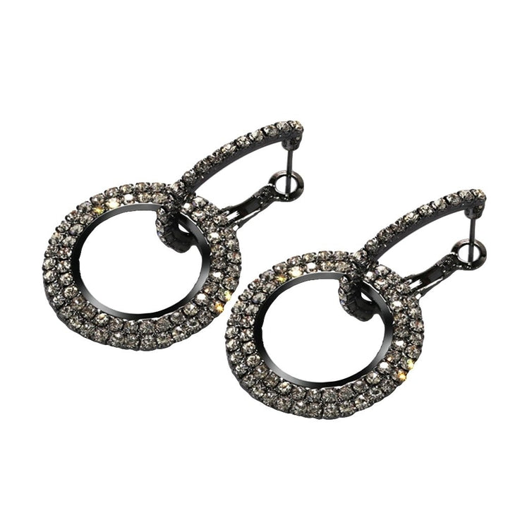 Fashion Women Linked Circle Long Dangle Full Rhinestone Huggie Earrings Jewelry Image 9