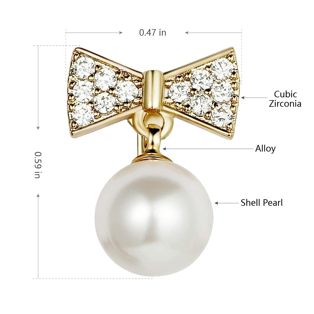 Fashion Bowknot Shape Rhinestone Faux Pearl Inlaid Ear Clips Women Earrings Image 4