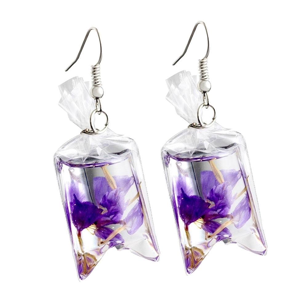 Creative Dried Flowers Water Bag Drop Earrings Women Ear Hooks Jewelry Gift Image 7