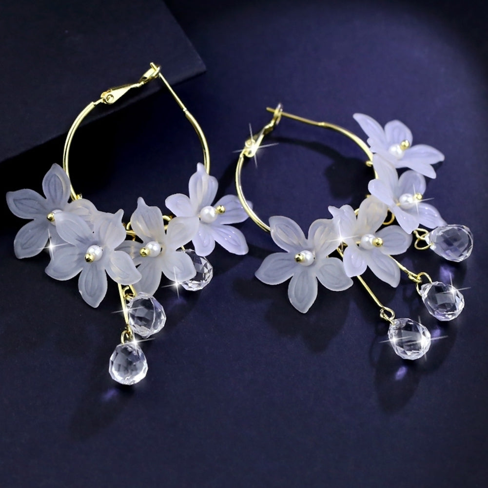 Elegant Women Acrylic Flower Dangle Leaverback Earrings Party Jewelry Gifts Image 4