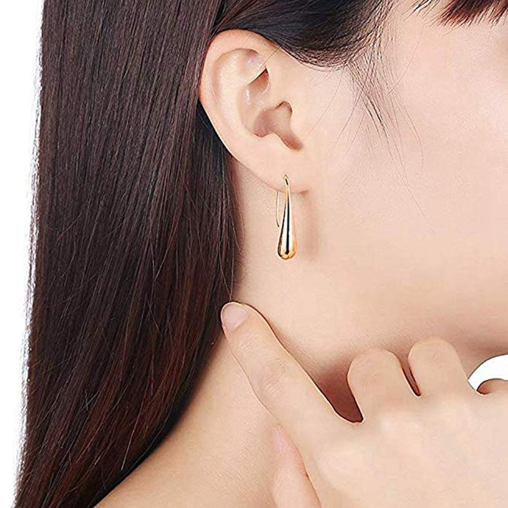 Fashion Women Water Drop Shape Alloy Hook Earrings Piercing Party Jewelry Gift Image 2