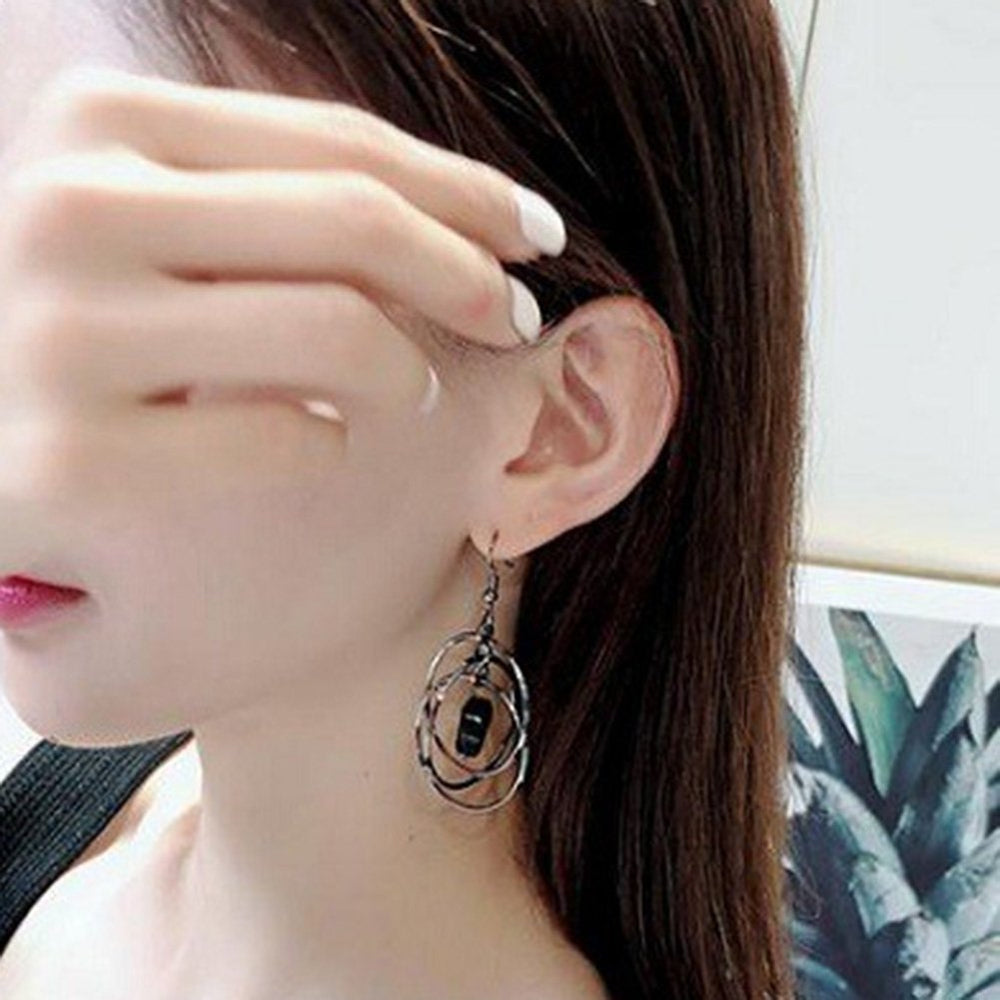 Elegant Geometric Hollow Circle Pendant Hook Earrings Women Party Jewelry Gift Image 2