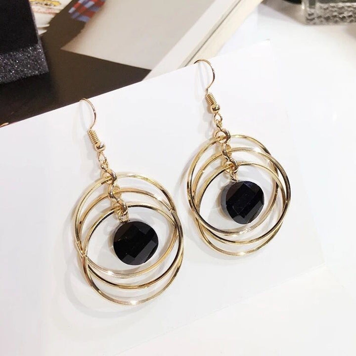 Elegant Geometric Hollow Circle Pendant Hook Earrings Women Party Jewelry Gift Image 4