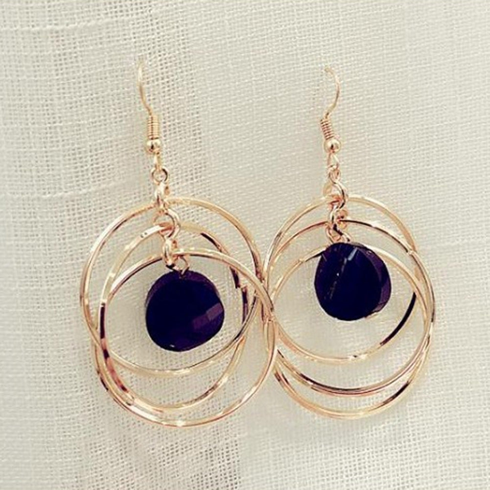 Elegant Geometric Hollow Circle Pendant Hook Earrings Women Party Jewelry Gift Image 6