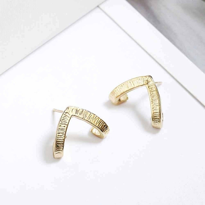 Women V Shaped Ear Studs Minimalist Earrings Party Jewelries Birthday Gifts Image 1