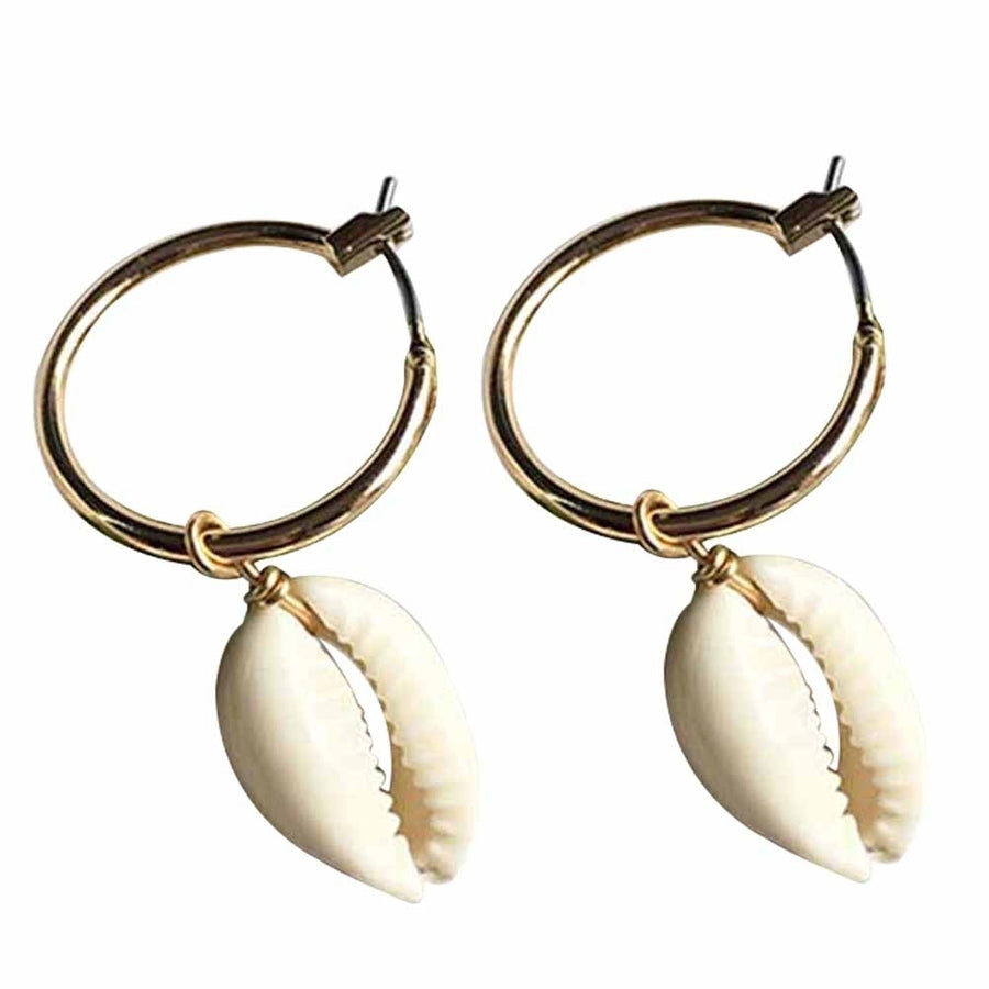 Fashion Sea Shell Huggie Earrings Women Statement Summer Beach Party Jewelry Image 1