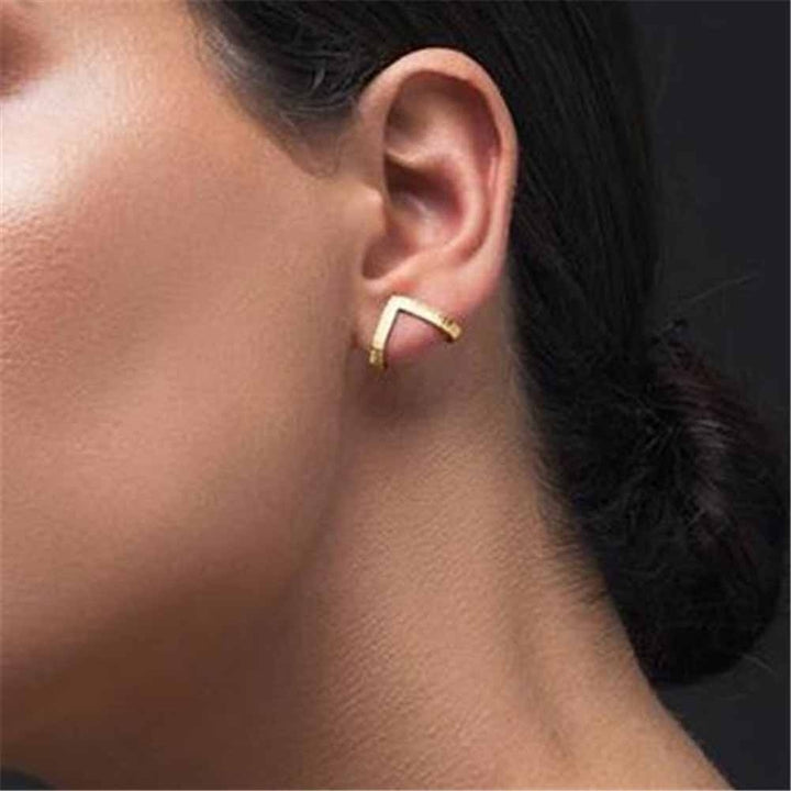 Women V Shaped Ear Studs Minimalist Earrings Party Jewelries Birthday Gifts Image 4