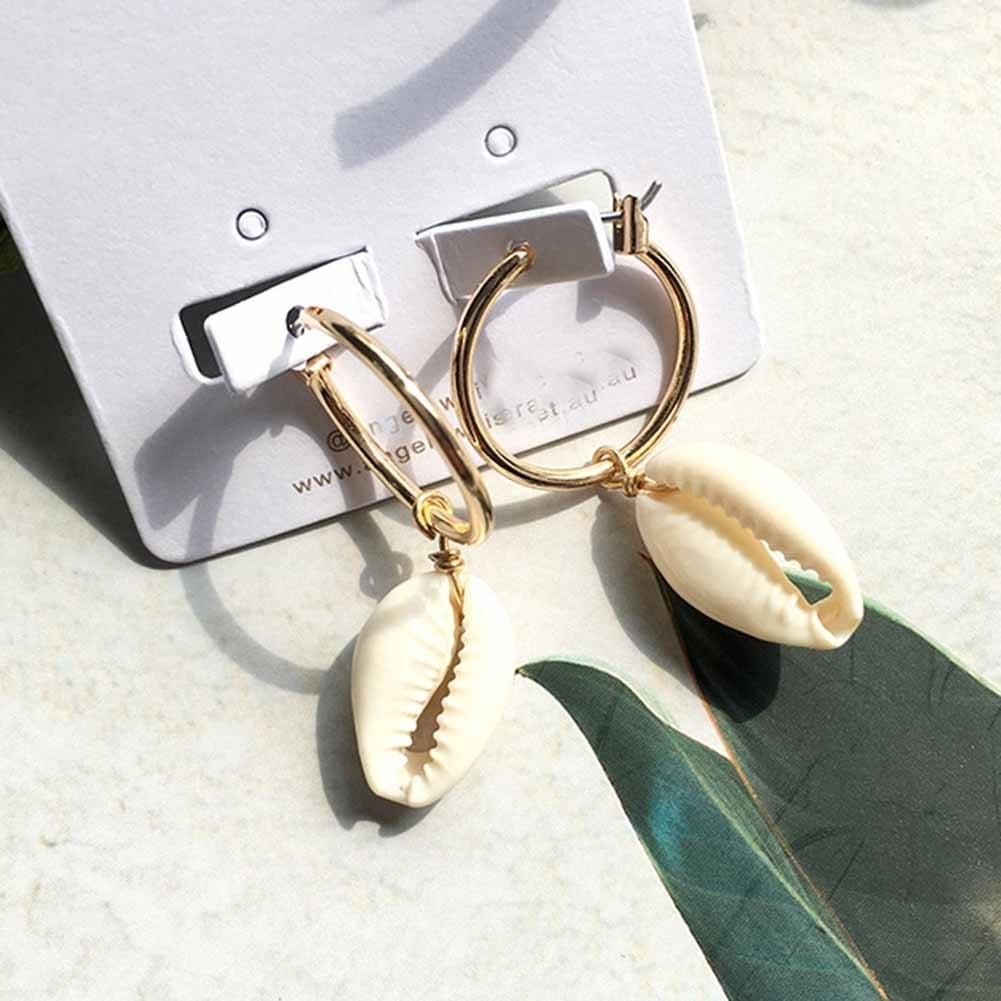 Fashion Sea Shell Huggie Earrings Women Statement Summer Beach Party Jewelry Image 6