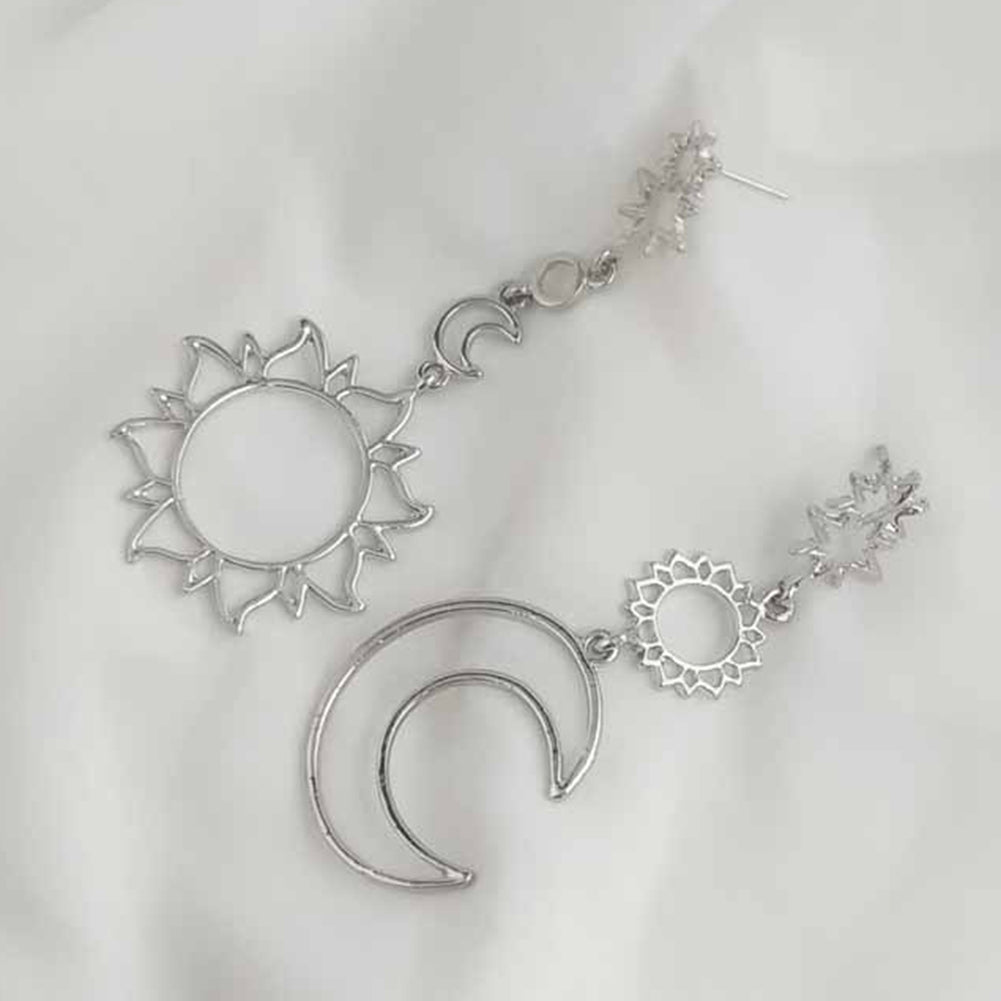 Bohemia Hollow Star Sun Moon Long Dangle Women Stud Earrings Ear Jewelry Gift Image 4