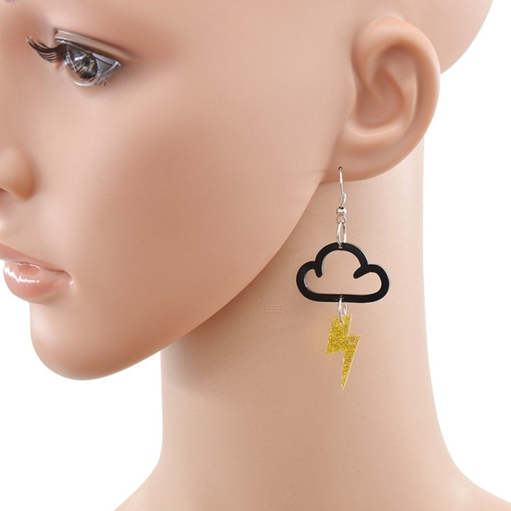 Cute Cloud Lightning Drop Pendant Women Hook Earrings Jewelry Birthday Gift Image 2