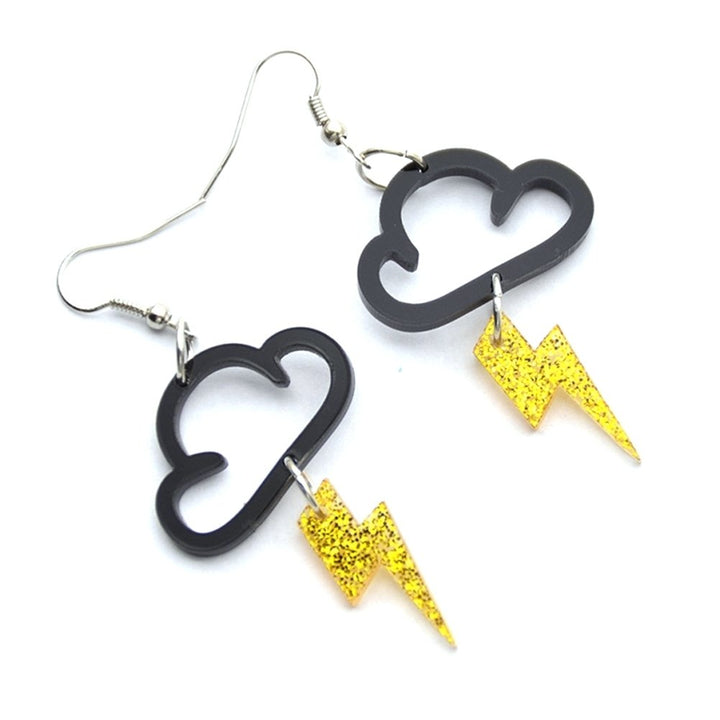 Cute Cloud Lightning Drop Pendant Women Hook Earrings Jewelry Birthday Gift Image 4