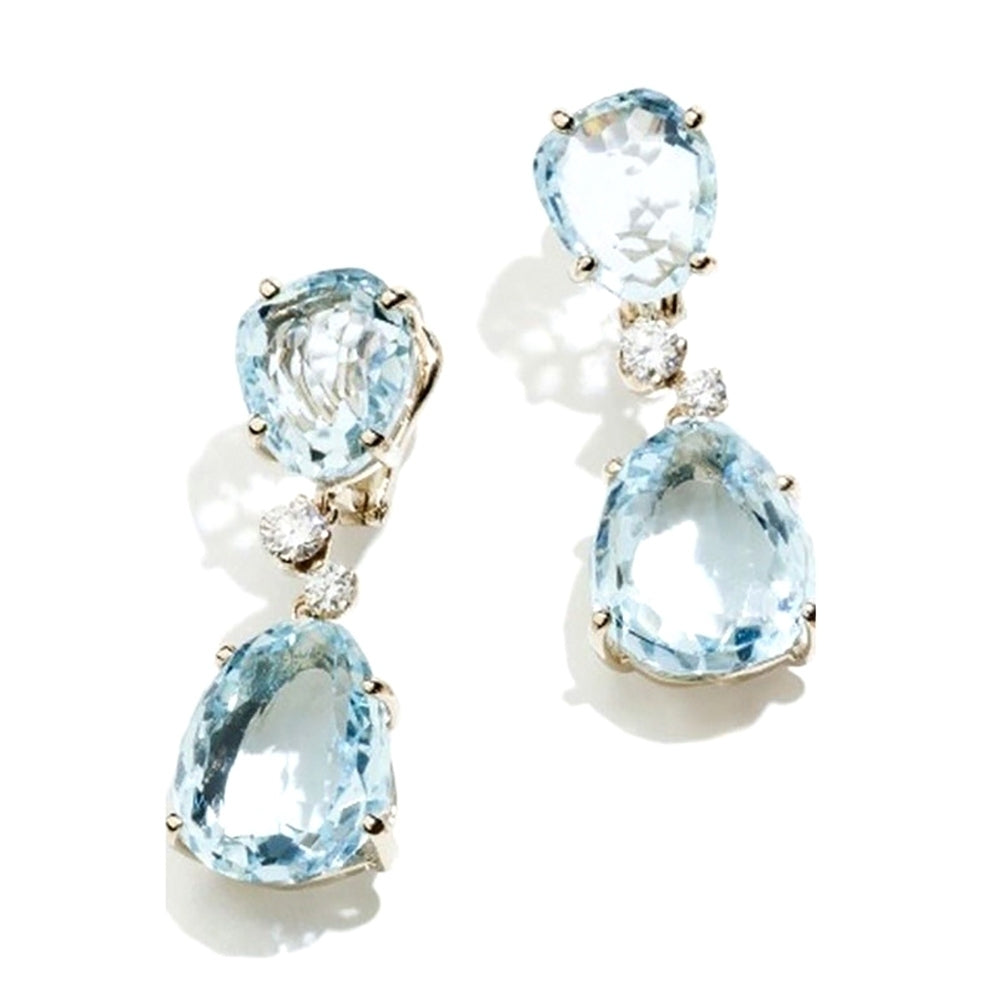 Elegant Women Faux Gemstone Waterdrop Earrings Bride Wedding Engagement Jewelry Image 1