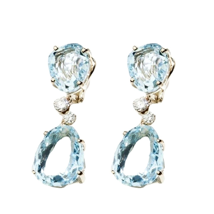 Elegant Women Faux Gemstone Waterdrop Earrings Bride Wedding Engagement Jewelry Image 2