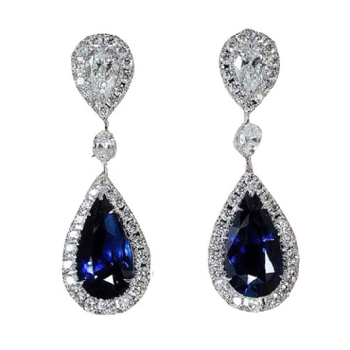 Fashion Round Teardrop Rhinestone Dangle Stud Earrings Bridal Party Jewelry Gift Image 6