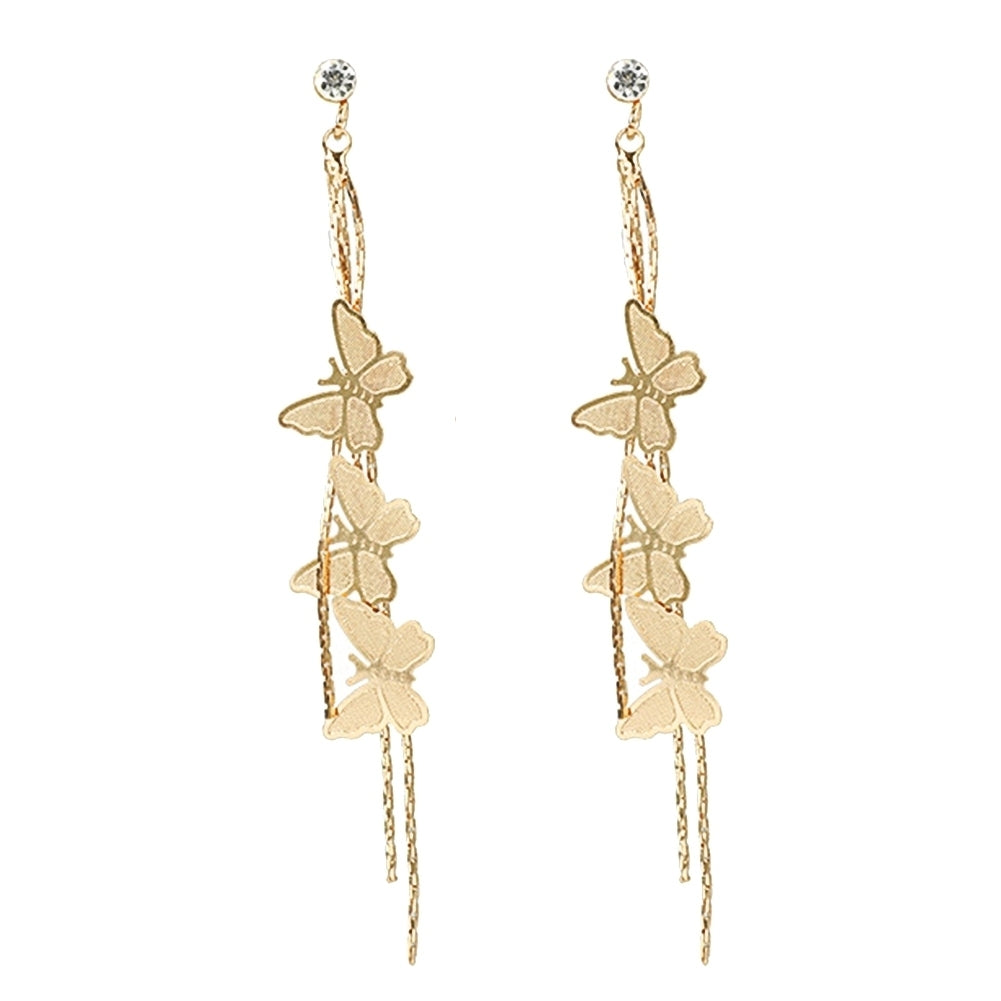 Fashion Women Butterfly Tassel Long Dangle Rhinestone Stud Earrings Jewelry Image 8