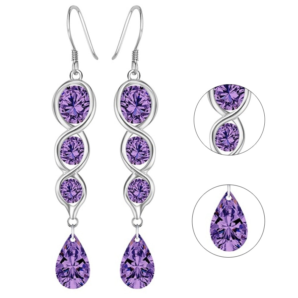 Fashion Women Twist Teardrop Cubic Zirconia Charm Hook Earrings Jewelry Gift Image 3